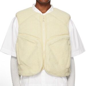 Entire Studios Fluffy Vest Dune White Sherpa Zip Front Quilted Jacket Mens XL